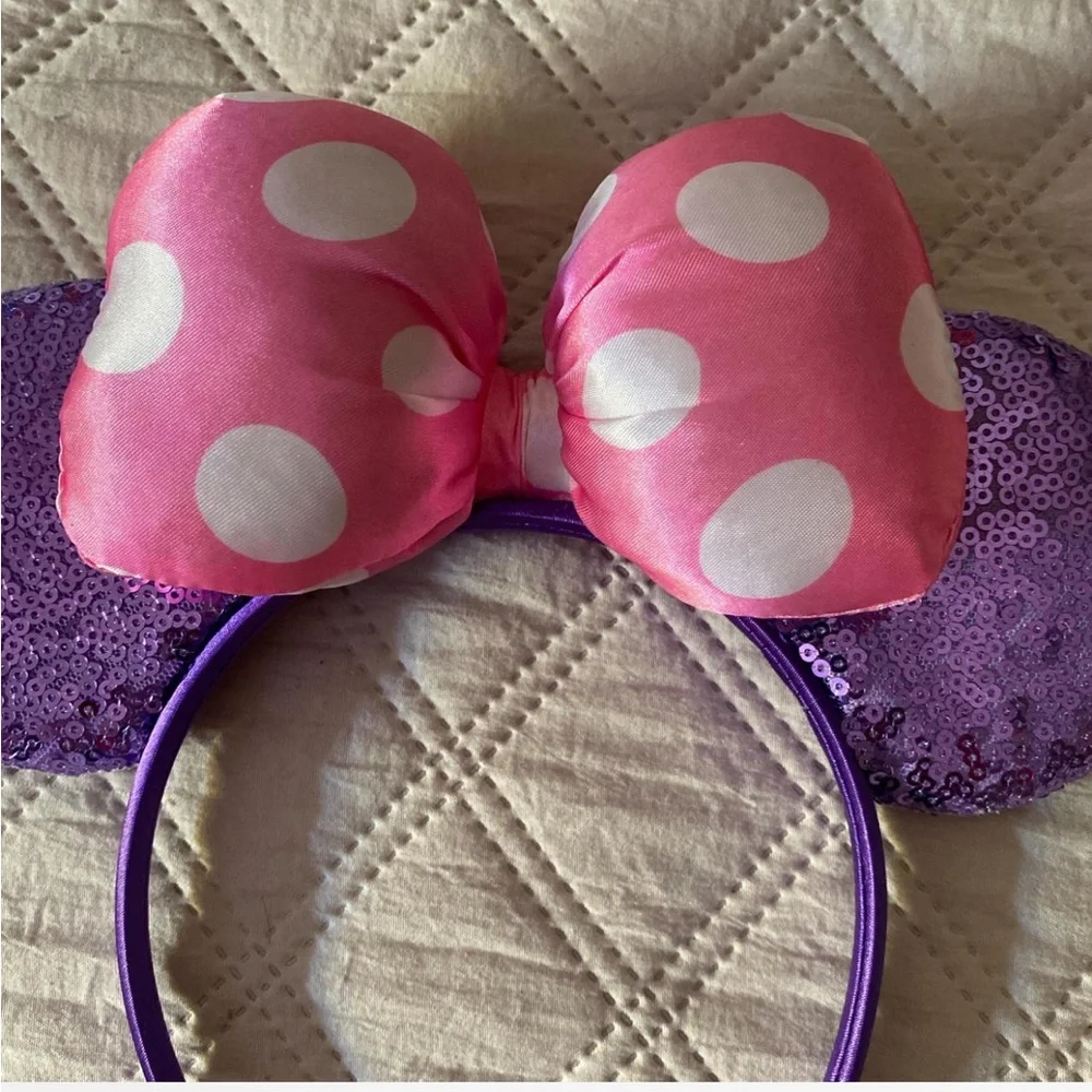 Pink and Purple Polka Dot Mouse Ears Headband